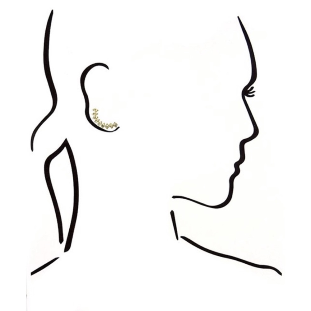 Gold Geo Shape Rhinestone Ear Cuff Earrings - Picture 3 of 3